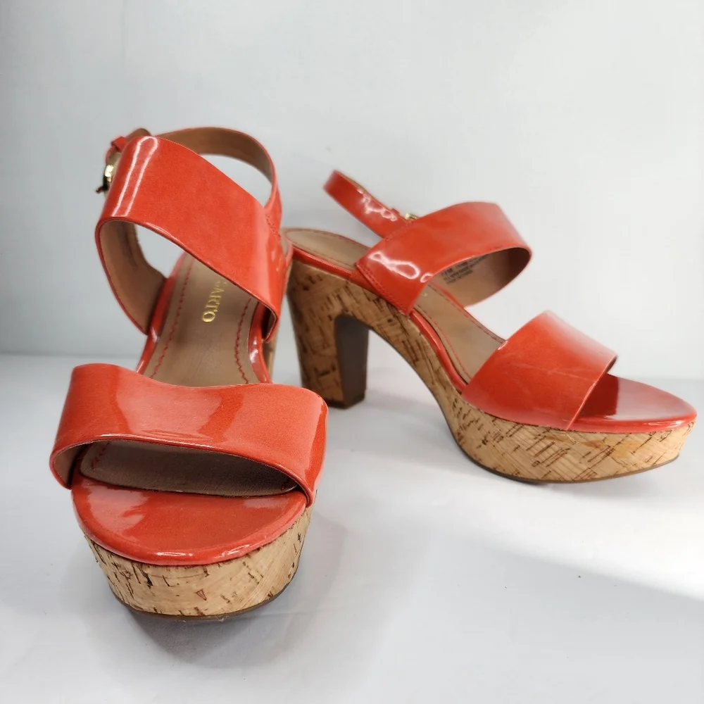 FRANCO SARTO Orange Platform Heels.